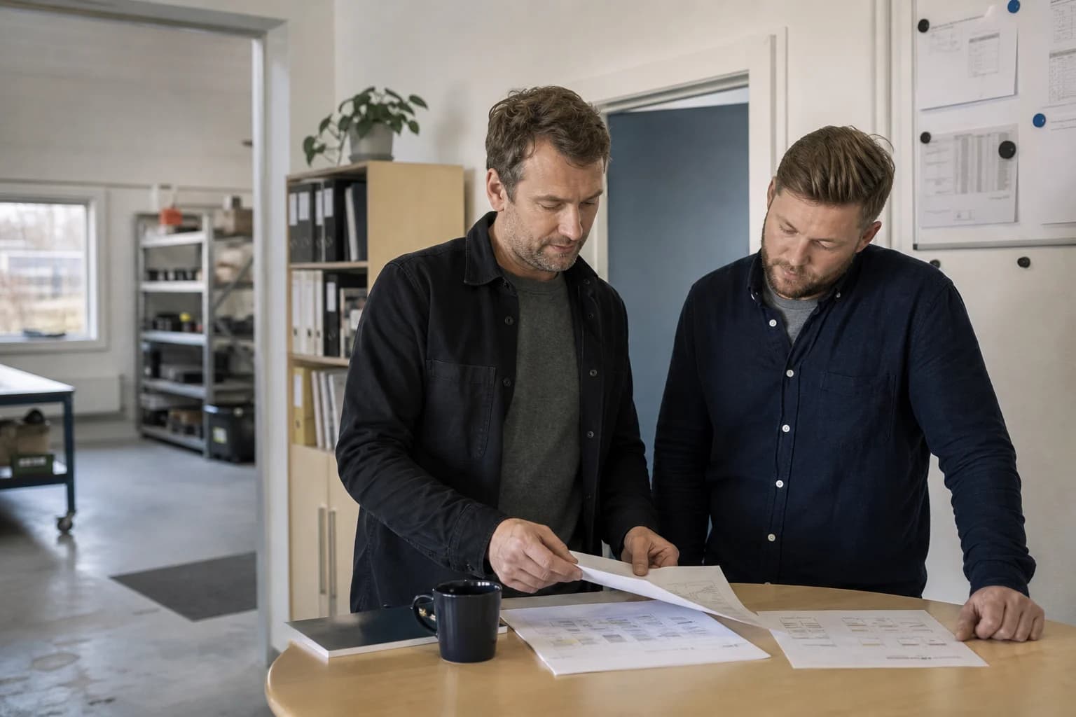 Ejerleder og medarbejder gennemgår dagens arbejde sammen